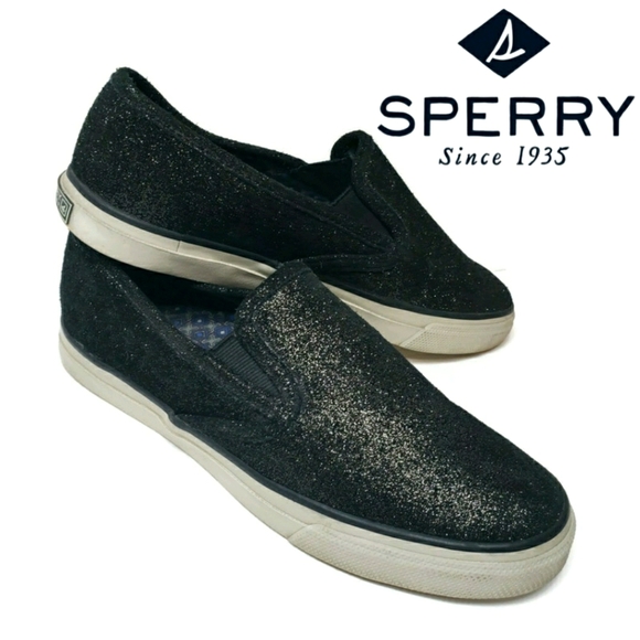 Sperry mariner black glitter sparkle loafer size 9